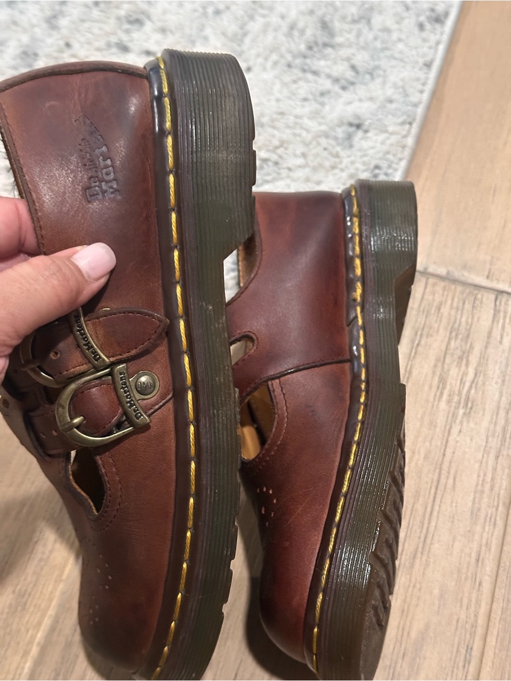 Dr. Martens UK Women's Brown Leather T-Bar Mary Jane - Picture 4 of 8